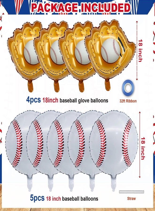 HEPAPATE Baseball Party Balloons,Baseball Foil Mylar Glove Jumbo Balloons for Baby Shower Party Decorations,Baseball Themed Sports Party Decor Supplies for Boys Girls Birthdays Party 9cs set - Image 3